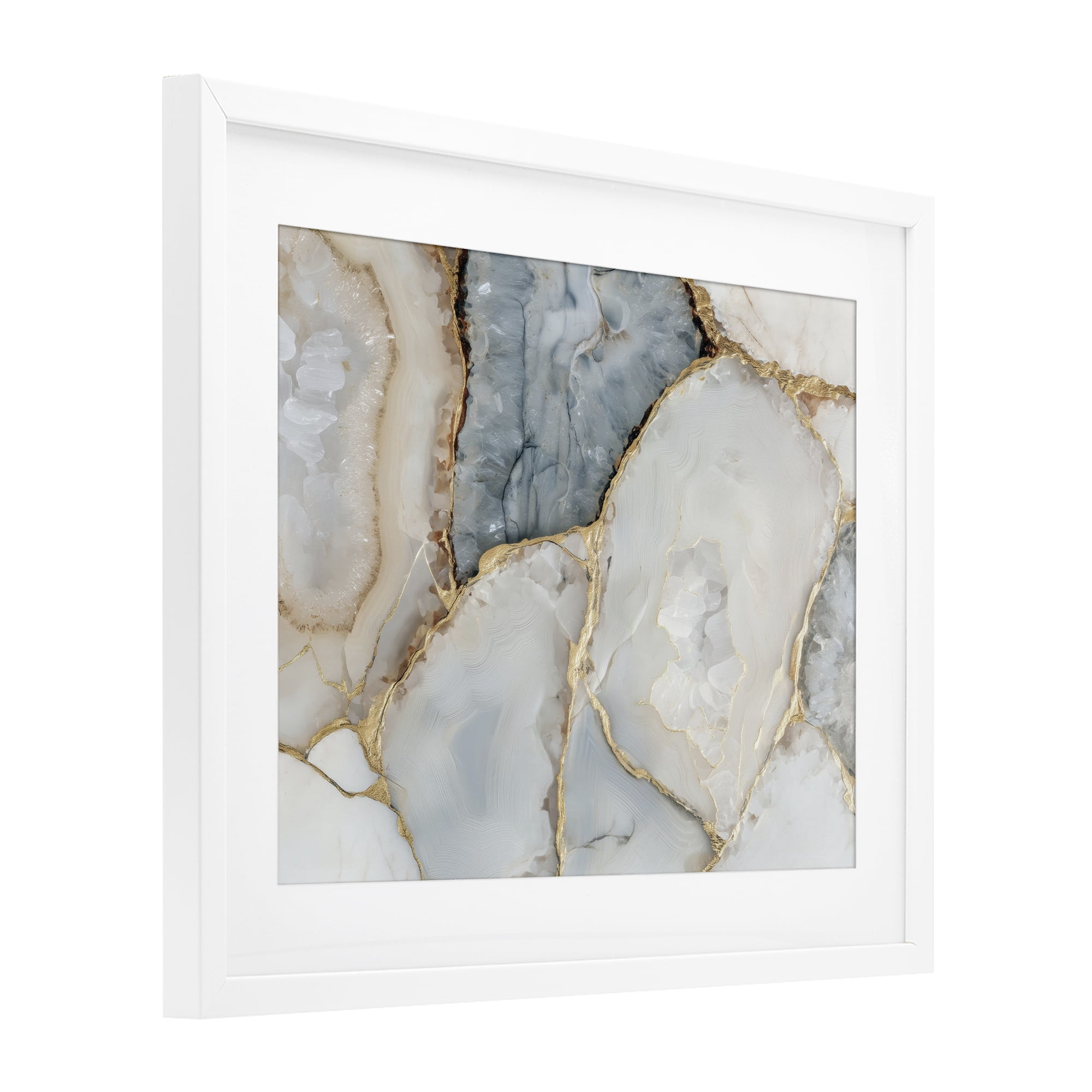 Stupell Industries Golden Vein Quartz White Framed Print Under Glass, design by Svetlana Aleynikova