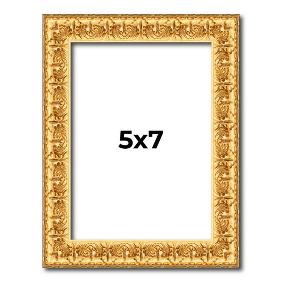 5x7 In Frame Gold Real Wood Picture Frame Width 1 inches | Interior Frame Depth 0.5 inches | Edwina