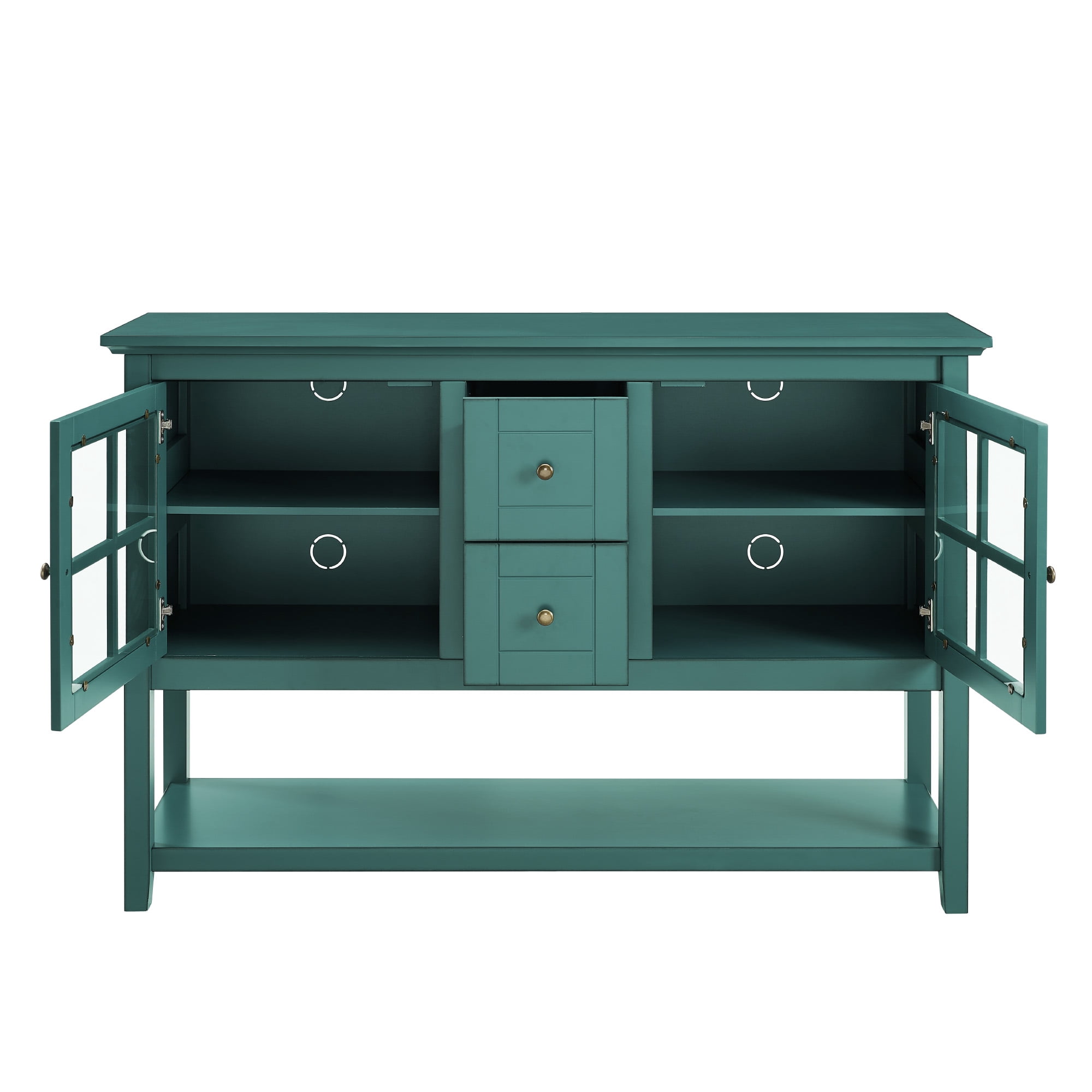 Manor Park Modern 52” Glass Door Dining Buffet Table, Dark Teal