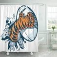 thumbnail image 1 of KSADK Cartoon Clip of Tiger Mascot Paw Ripping Out The Gripping Rugby Ball and Tearing It Shower Curtain Bath Curtain 60x72 inch, 1 of 1
