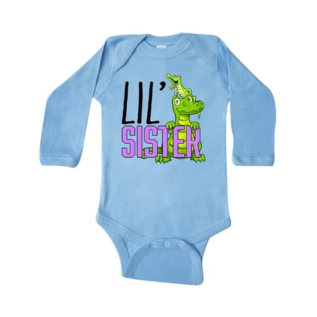 

Inktastic Lil Sister with Cute Green Alligators Gift Baby Boy or Baby Girl Long Sleeve Bodysuit