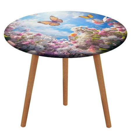 

Butterfly (29) Tablecloth Round Elastic Fitted Waterproof Table Cover Cloth for Dining Room Indoor Outdoor Decor