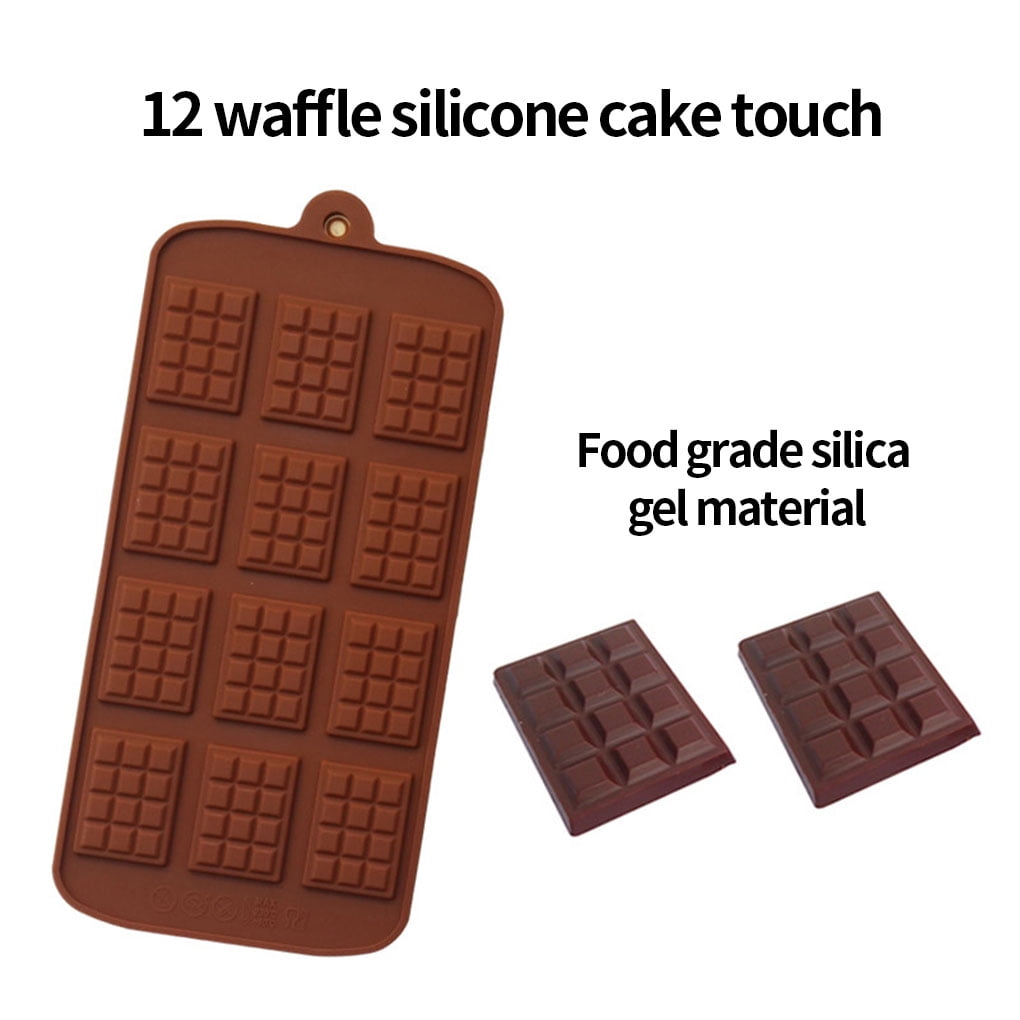 12 Cavity Waffle Chocolate Candy Ice Jelly Silicone Mold DIY Children Cake Tool 