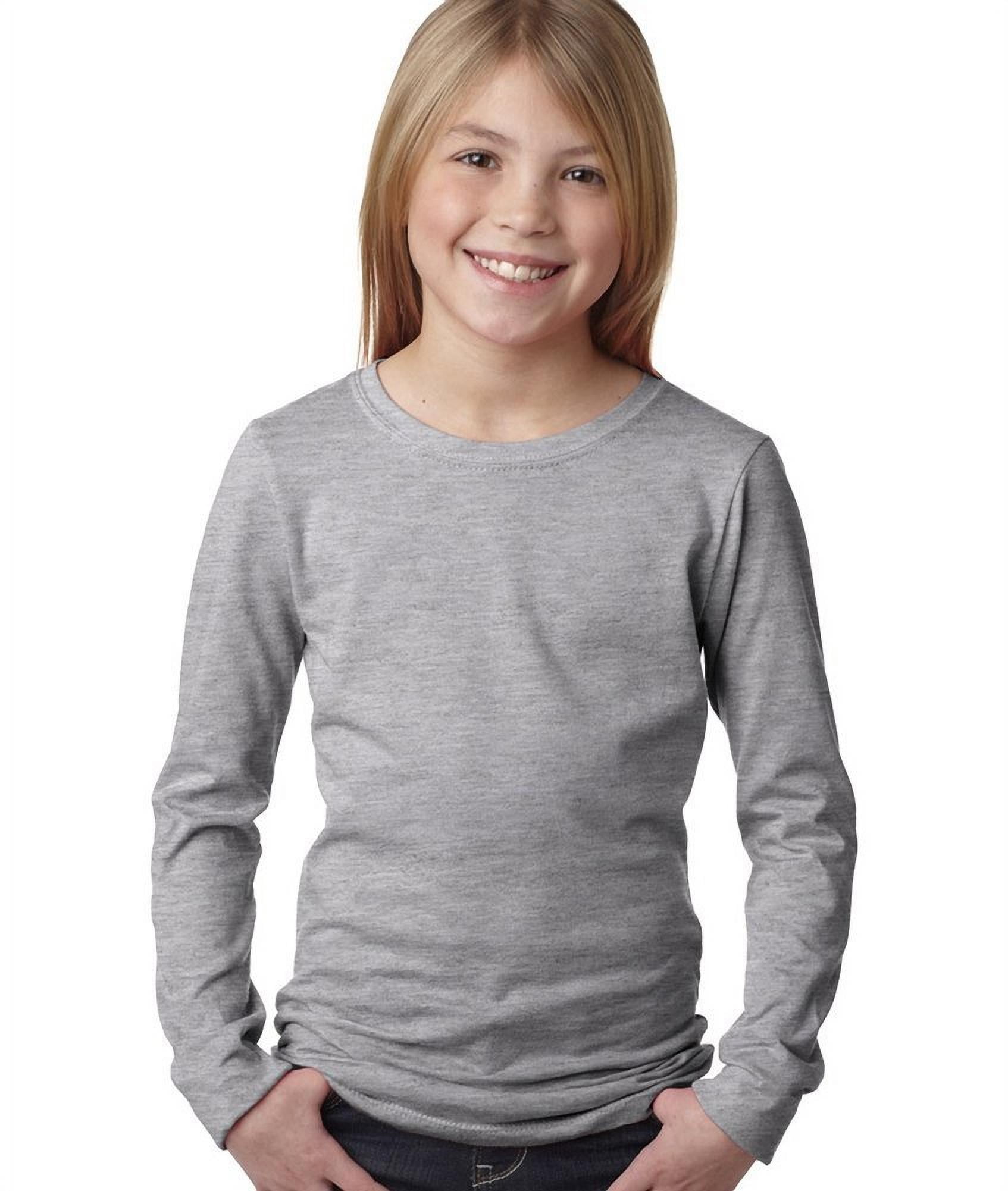 Clementine Apparel 3-Pack Long Sleeve Crewneck T-Shirts For Big Girls & Tweens - Soft Cotton Basics