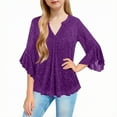 thumbnail image 7 of SERTG Girls Glitter Party Top Breathable 3/4 Sleeve V-Neck Blouse Fashion Big Kids Solid Color Spring Summer Holiday Pullover(Purple,3-4 Years), 7 of 7