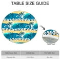 thumbnail image 4 of Backed Round Tablecloth with Tropical Beach Sunset and Ocean Sunset with Palm Trees Designs, Waterproof and Scratch-Resistant Vinyl, Elastic Edge Fit for Dining, Picnic, Patio, 4 of 4