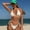 Cream, variant on Women Contrast Lace Up Eyelet Bikini Set, Halter Tie Backless Side Tie High Cut Two Piece Swimsuit Sexy Beach Bathing Suit