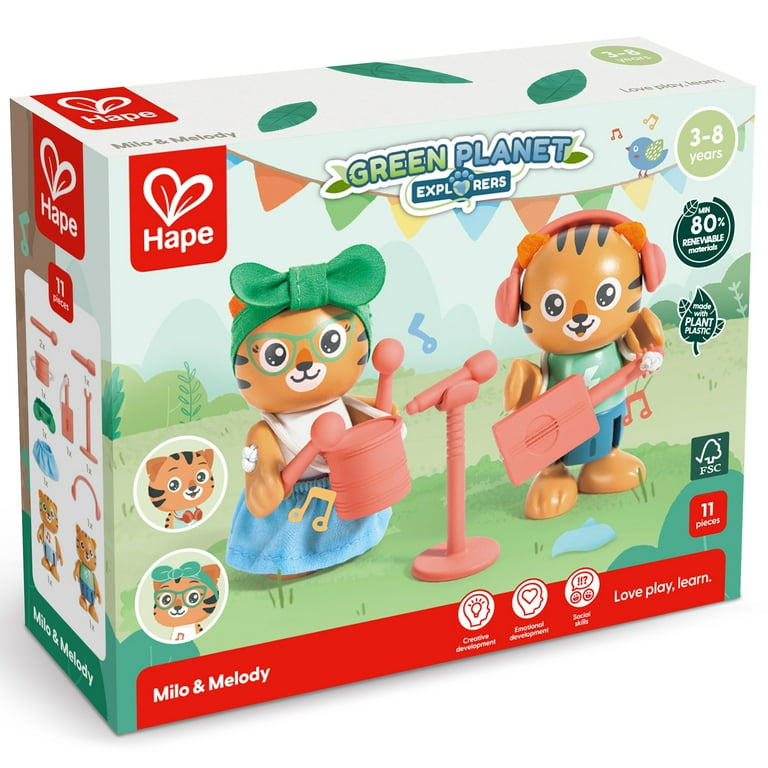 Hape: Milo & Melody Set - 2 Tiger Articulated Toy Figurines
