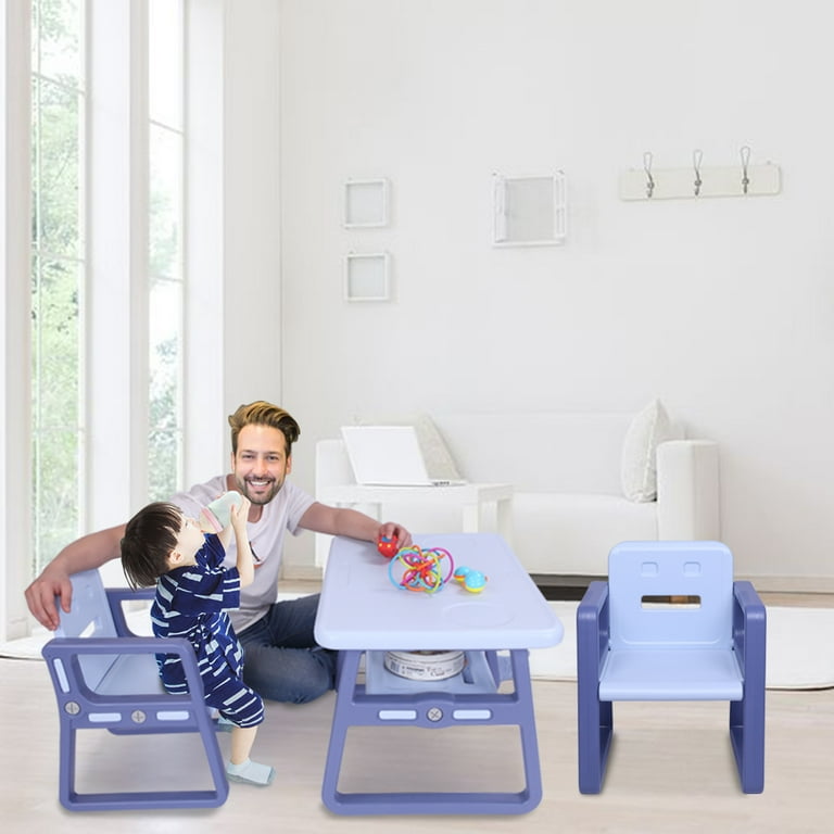 Toddler Table and Chair set Easy Clean 3 Pcs Kids Table and Chair Set for Eat Read Child Art Table Study Picnic Activity Dining Table Playroom