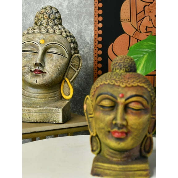 Sowpeace Brown Terracotta Premium Large Meditating Buddha Head Tabletop 8 inch Figurine Pack of 1