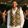 thumbnail image 4 of Yuyamidu Mushroom Business Vests for Men Size 3XL Lightweight Men's V-Neck Suit Vests Sunflowers Vest Waistcoat with 3 Pockets Daily Wear Clothing, 4 of 7