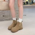 thumbnail image 3 of Womens Hidden Wedge Boots Stretch Slip on Cute Round Toe Ankle Booties Suede Chunky Lug Sole Winter Boots, 3 of 8