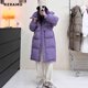 thumbnail image 2 of Parkas extra largas con capucha y manga larga de color liso para mujer, abrigo cálido de invierno 2023, talla grande, con botonadura sencilla, 2 of 6