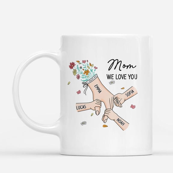 Personalized Mom Coffee Mug, Custom Kids Names Mug, Mom Gift From Family