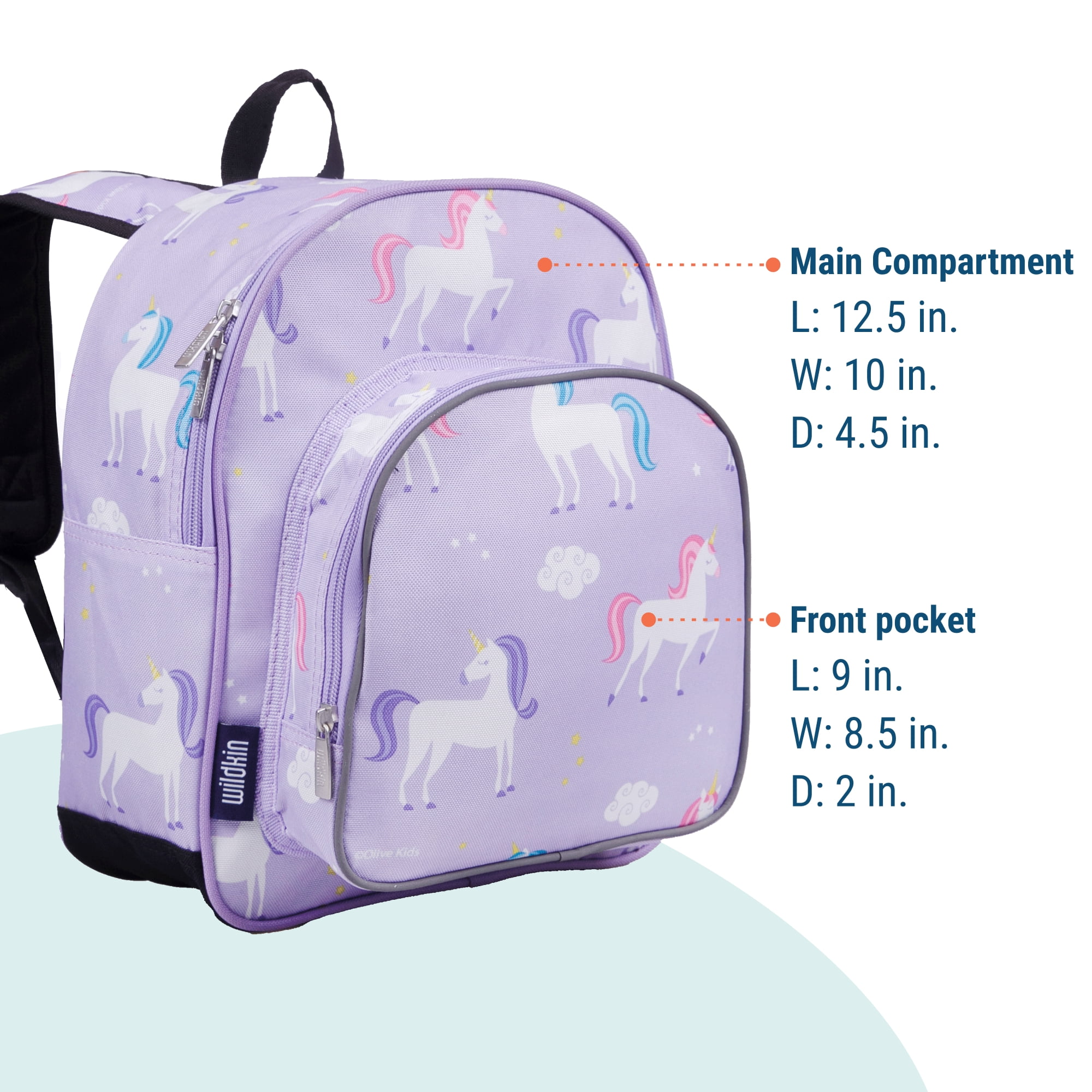 Wildkin Kids 12 Inch Backpack for Toddler Boys and Girls, Insulated Front Pocket (Unicorn Purple)