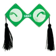 Beistle Graduation Fancy Frame Grad Glasses w Tassels 6.5'' Plastic Sunglasses, Green