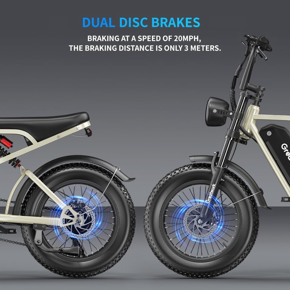 20" Fat Tire Electric Mountain Bike | 48V 25Ah | 2500W Peak Motor 37MPH | Full Suspension Dual Disc Brakes Off Road E-Bike for Adults, UL 2849