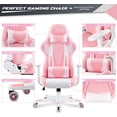 thumbnail image 5 of Furniwell Gaming Racing Computer PC Office Desk Chair - Adjustable Swivel High Back Carbon Fiber Style PU Leather Executive Ergonomic With Headrest and Lumbar Support (Pink), 5 of 17