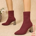 thumbnail image 4 of Bixock Boots for Women Mid Heel Short Boots Large Size Pointed Toe Slip On Stretch Sock Boots Comfortable Warm Daily Wear Fall Women Shoes, 4 of 9