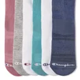 thumbnail image 4 of Champion Iconic Essentials Women's 6pk Cushioned Crew Socks - Pink/Gray/White/Teal/Blue 4-10, 4 of 4