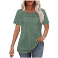 thumbnail image 2 of Htigea Womens Summer Tops Trendy 2025 Ruched Cap Short Sleeve Tshirts Shirts Crew Neck T Shirts Fashion Army Green,L, 2 of 6