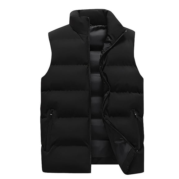Hfyihgf Mens Puffer Vest Winter Padded Vests Lightweight Zip Up Stand Collar Sleeveless Jacket Outerwear with Zipper Pockets(Black,5XL)