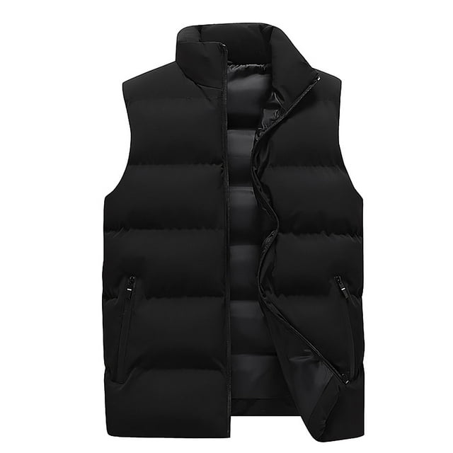 Pisexur Gilet Matelassé pour Homme, Extérieur, Décontracté, Col Montant, Veste Rembourrée, Manteau, Gilet
