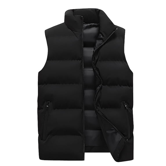 Hfyihgf Mens Puffer Vest Winter Padded Vests Lightweight Zip Up Stand Collar Sleeveless Jacket Outerwear with Zipper Pockets(Black,3XL)