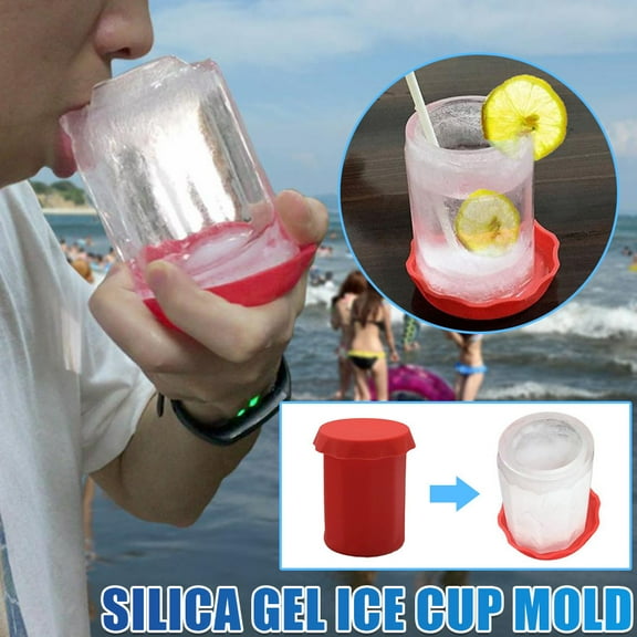 100Fens Silicone Ice Cup Mold,Red Ice Shot Glass Mold with Lid,Summer Ice Mug for Drinks,Beer,Juice