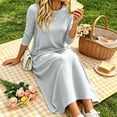 thumbnail image 6 of HBGVBA Casual Maxi Dresses for Women T Shirt Dress 3/4 Sleeve Crewneck Side Slit Pocket Loose Soft Stretchy Dress, 6 of 6