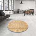 thumbnail image 3 of Ahgly Company Indoor Round Abstract Orange Abstract Area Rugs, 3' Round, 3 of 6