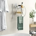 thumbnail image 5 of Costway Wall Mounted Bathroom Shelf with 2 Tier Bathroom Towel Rack 2 Towel Bars for Hotel White, 5 of 10