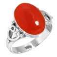 thumbnail image 1 of 925 Silver Ring For Women - Girls Orange Real Carnelian Stone Silver Ring Size 7 August Birthstone Simple Silver Ring Size 7 Gift For Mother On Christmas 925 Gemstone Silver Jewelry, 1 of 6