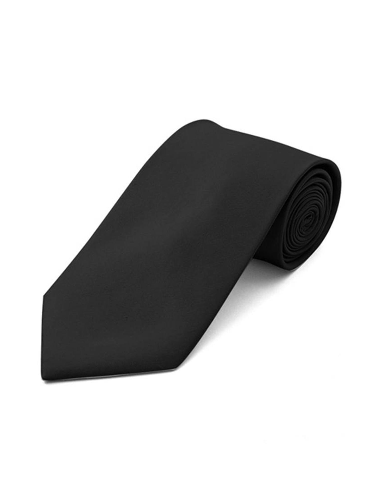 Men's Classic Solid Black Satin Wedding Neck Tie