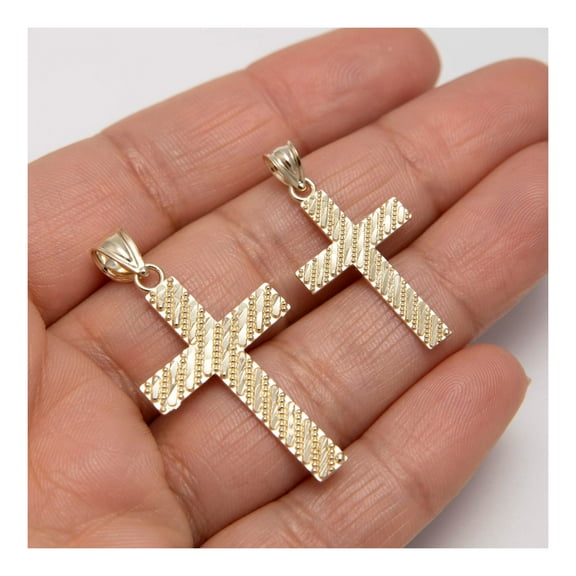 Diamond-Cut Cross Pendant Unisex Adult Solid 10K Yellow Gold, All Sizes - Goldum NYC