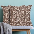 thumbnail image 2 of Brown Floral Throw Pillow Covers 18x18 Set of 2, Flower Print Linen Decorative Pillow Covers Neutral Vintage Decoration Outdoor Cushion Cover Floral Pillowcase for Sofa Couch Farmhouse Room, 2 of 6