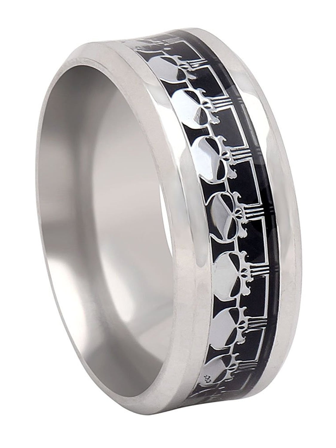 Ginger Lyne Collection Skulls Stainless Steel Comfort Fit Wedding Band Ring