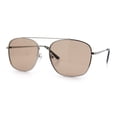 thumbnail image 5 of Mens Classic Double Bridge Rectangular Metal Rim Mobster Sunglasses Silver - Beige, 5 of 7