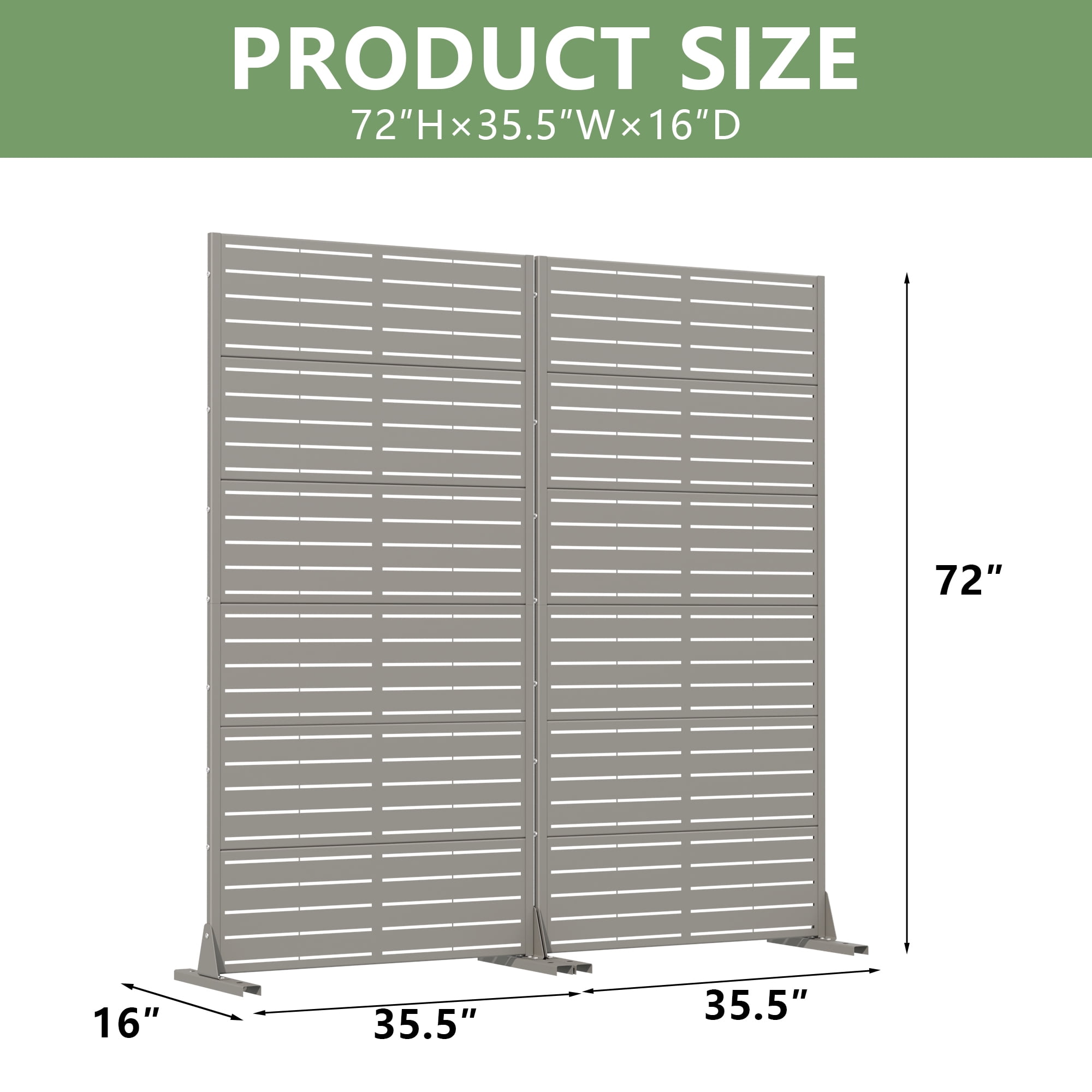 Metal Privacy Metal Screen Fence Panel Set of 2