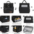 thumbnail image 3 of Maelstrom Lunch Box, 23L Insulated Lunch Bag, Expandable Double Deck Cooler Bag, Lightweight Leakproof Tote Bag With Side Tissue Pocket, Suit For Men and Women, Black, 3 of 22