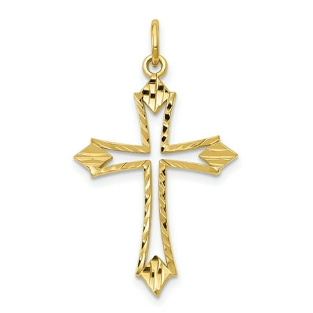 - 10k Yellow Gold Cross Religious Pendant Charm Necklace Passion Fine Jewelry For Women Gift Set