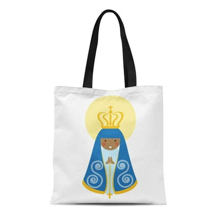 ASHLEIGH Canvas Tote Bag Our Lady of Aparecida Is Nossa Senhora Patroness Brazil Durable Reusable Shopping Shoulder Grocery Bag