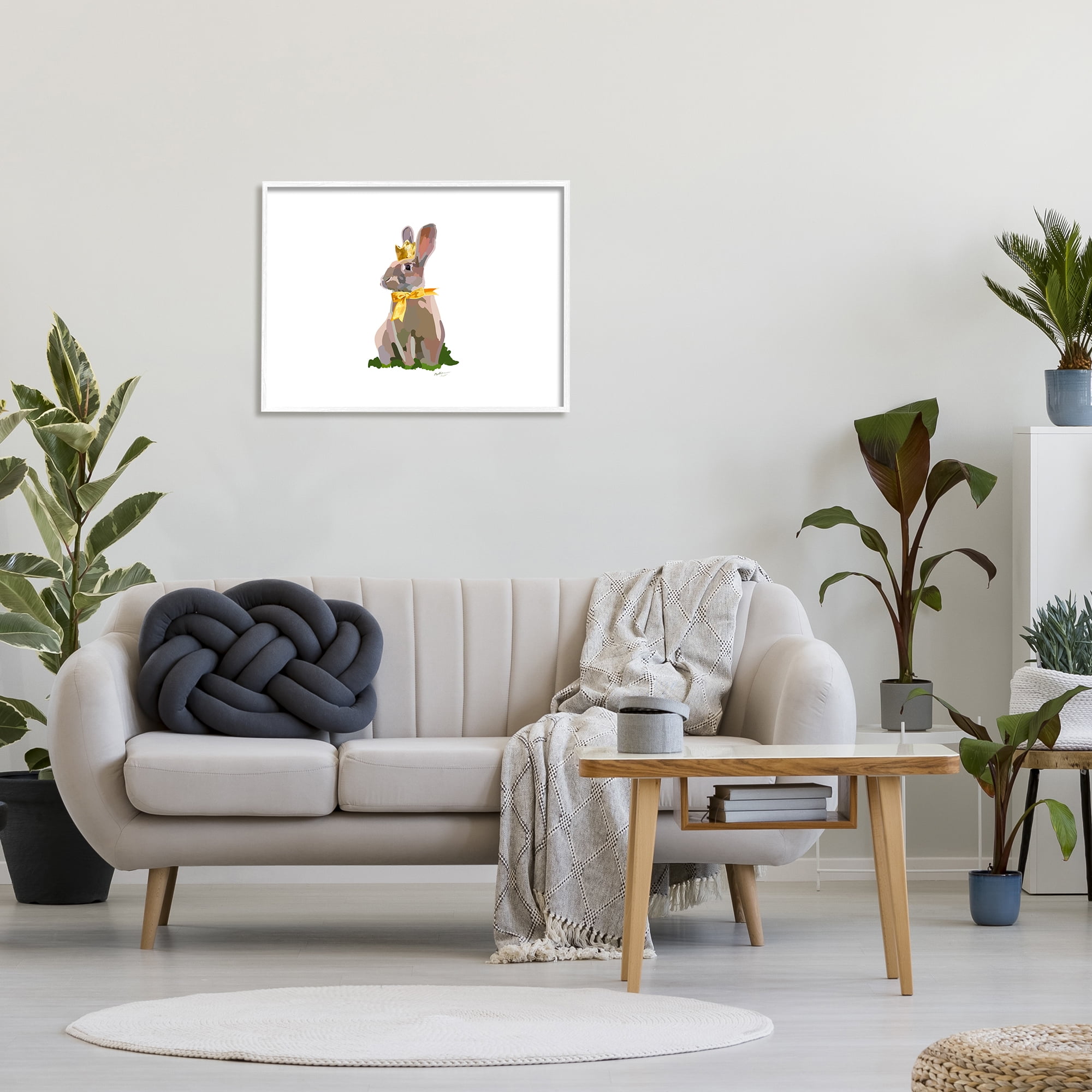 Stupell Industries Royal Bunny with Crown Animals & Insects Painting White Framed Art Print Wall Art, 30 x 24