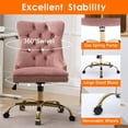 thumbnail image 5 of Pawverly Velvet Upholstered Office Chair, Tufted Button Swivel Desk Chair with Adjustable Height, Gold Metal Base & Wheels, Modern Vanity Chair, Pink, 5 of 9