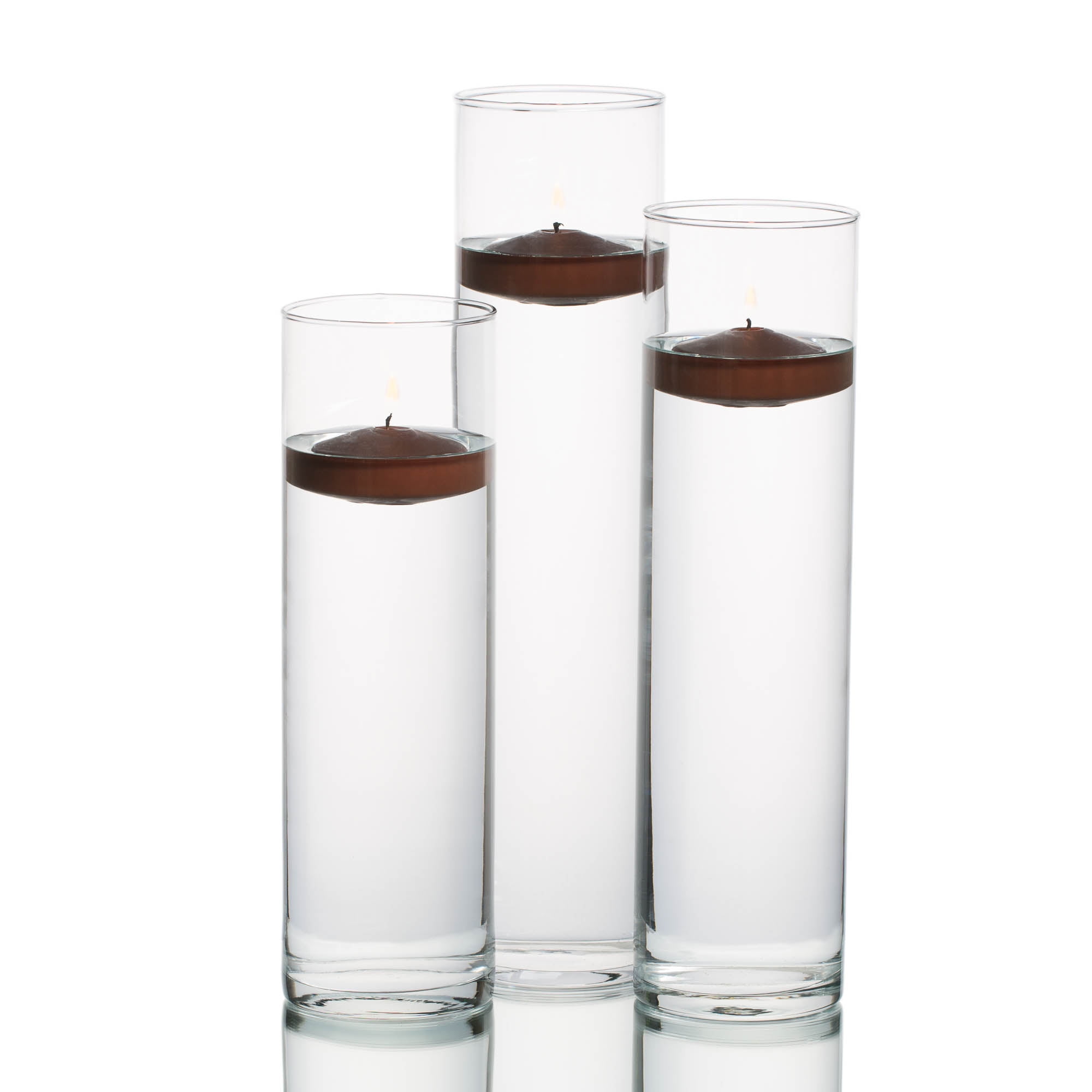 Eastland Tall Cylinder Vases with Richland Floating Candles Brown Set