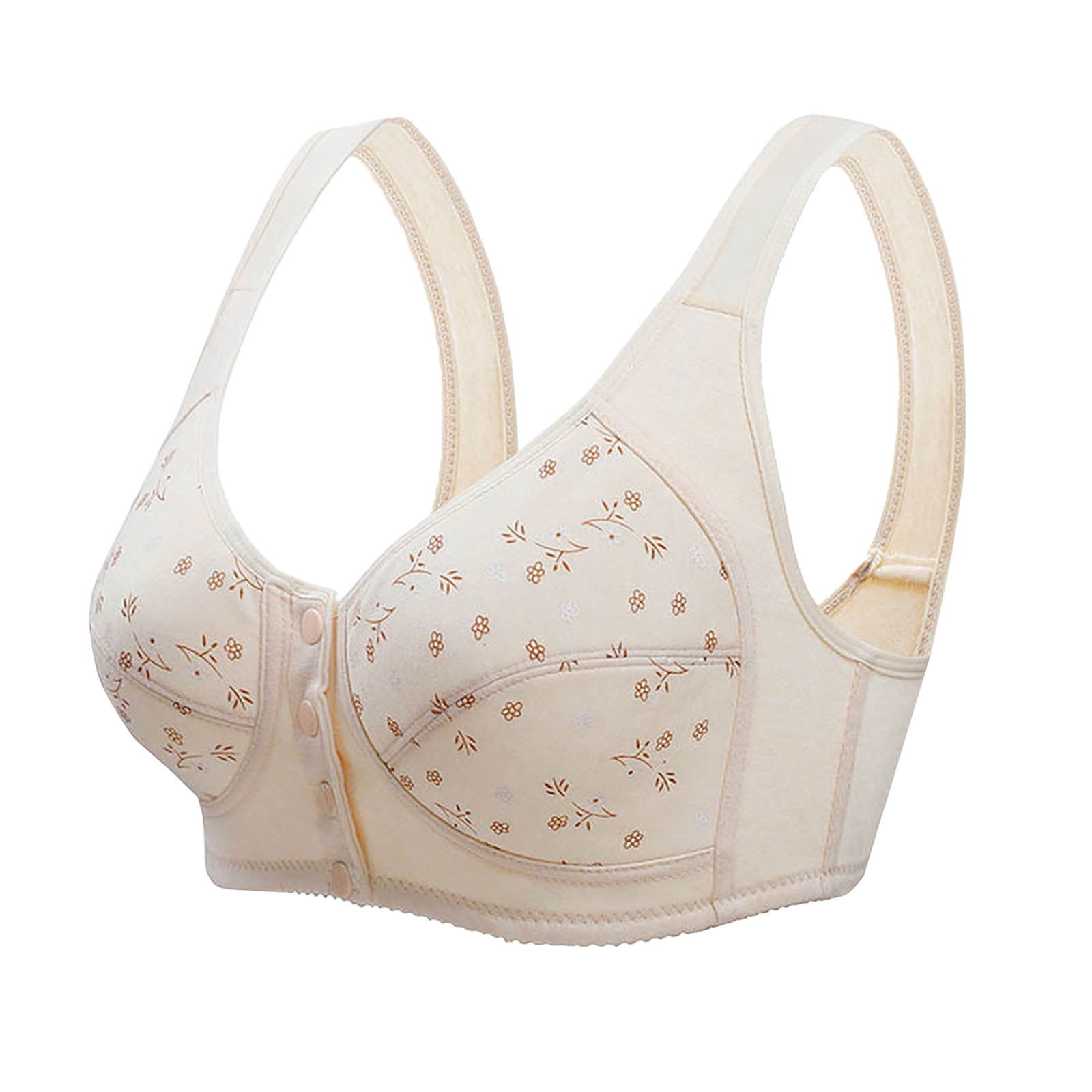 3PC Daisy Bras for Women No Underwire Front Closure Comfort Senior Wireless Snap Closing Bra