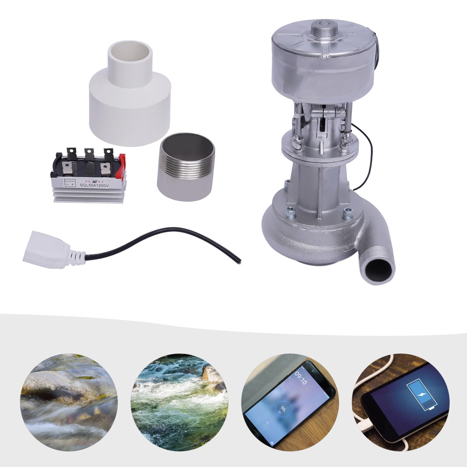 Miumaeov Mini Hydro Generator Portable Hydro Power Station Water Turbine Profession 500W