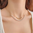thumbnail image 3 of Nvzi Colgante de collar hecho a mano, collar de perlas de doble capa de acero inoxidable (plata), 3 of 4