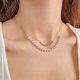 thumbnail image 3 of Nvzi Colgante de collar hecho a mano, collar de perlas de doble capa de acero inoxidable (plata), 3 of 4