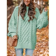 MOSHU Oversized Sweaters for Women Cable Knit Chunky Pullover Sweater